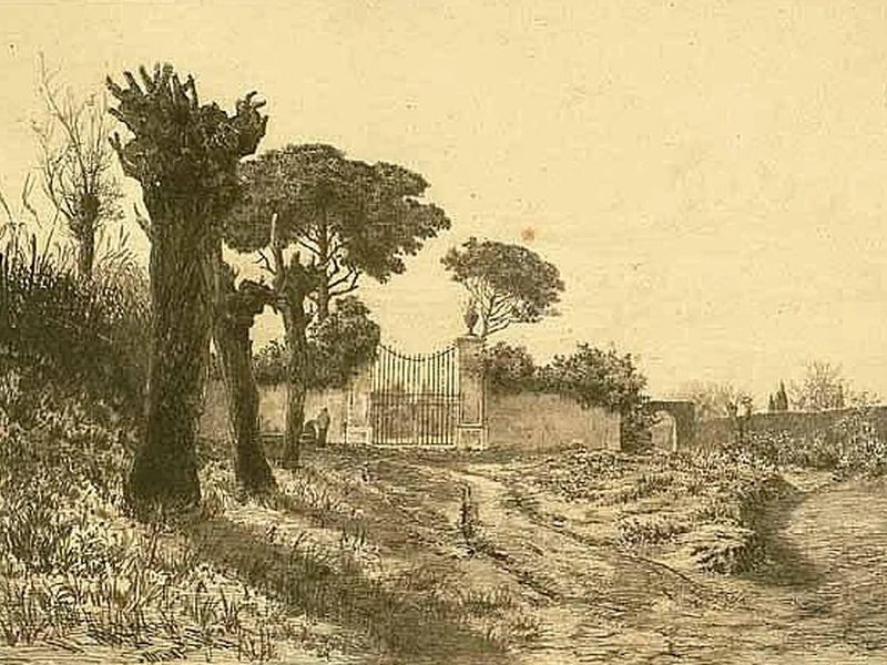 1864-Hermann Hirzel - Portale d'ingresso nella campagna romana